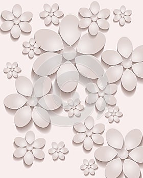 Pink paper ,3d flowers background