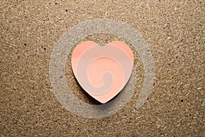 Pink Paper heart on chipboard