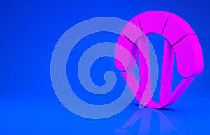 Pink Parachute icon isolated on blue background. Extreme sport. Sport equipment. Minimalism concept. 3d illustration. 3D