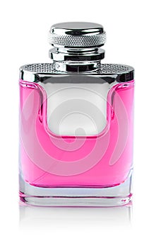 pink Parfume bottle isolated on white background
