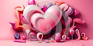 Pink Passion Abstract Heart Symbol on Trendy Background