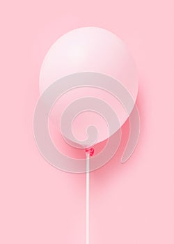 Pink pastel baloon on pink background, lightness, easiness concept photo