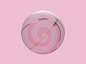 pink pastel gold abstract ball/basketball 3d render sport object concept