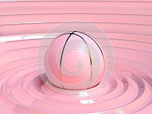 Pink pastel gold abstract ball/basketball 3d render sport object concept