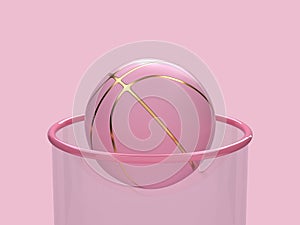 Pink pastel gold abstract ball/basketball 3d rendering sport object concept