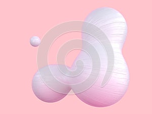 Pink pastel scene 3d render white abstract bubble sphere shape levitation