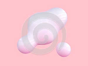 Pink pastel scene 3d render white abstract bubble sphere shape levitation