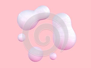 Pink pastel scene 3d render white abstract bubble sphere shape levitation