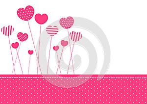 Pink patterned hearts invitation card