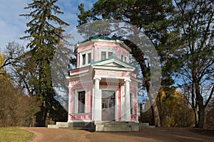 Pink Pavilion in park Sofiyivka. Uman city, Central Ukraine