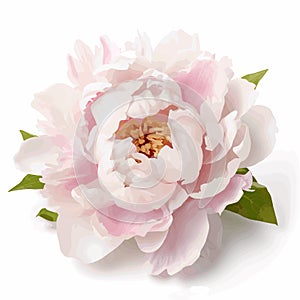 Pink peony flower isolated on white background. Vector illustration.