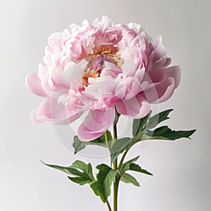 Pink Peony Flower In Vase: Muted Colorscape Mastery For Commercial Photography