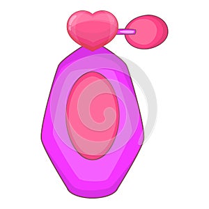 Pink perfume flacon icon, cartoon style