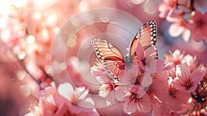 Pink petals, butterflies, and blooming trees create a springtime enchantment