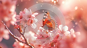 Pink petals, butterflies, and blooming trees create a springtime enchantment