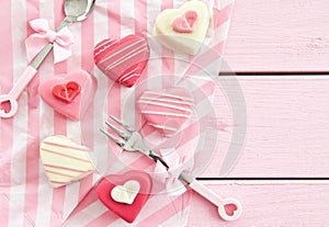 Pink Petit Fours in Heart shape