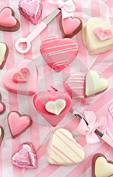 Pink Petit Fours in Heart shape