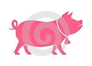 Pink pig baby vector icon
