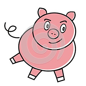 Pink pig, character, vector symbol, eps.