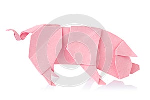 Pink pig of origami