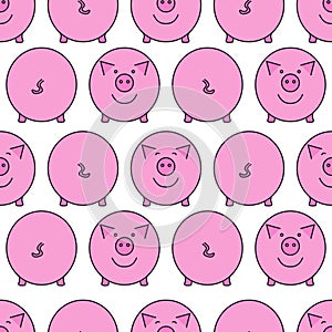 Pink pig. Seamless pattern