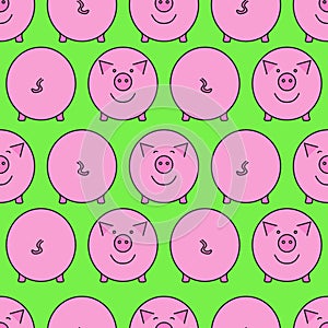 Pink pig. Seamless pattern