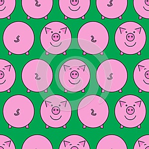 Pink pig. Seamless pattern