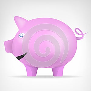 Pink pig in side view vector isolated animal