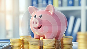 pink piggy bank, AI generated