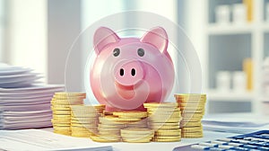 pink piggy bank, AI generated