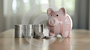 The pink piggy bank.AI generated image photo