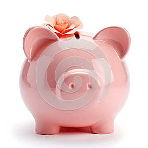 Pink piggy bank isolated on white background