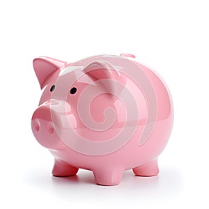 Pink piggy bank isolated on white background