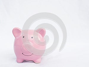 Pink piggy bank isolated on white background, Saving money for future plan and retirement fund concept