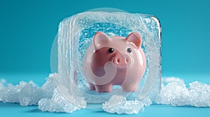 Pink Piggy Bank Trapped in Ice photo