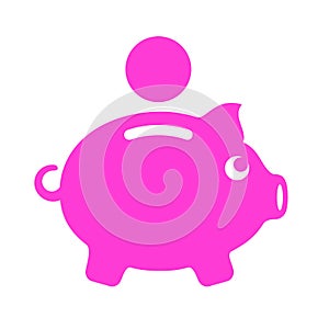 Pink piggy money box icon