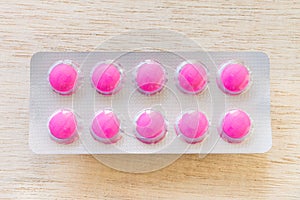 Pink pills in blister pack