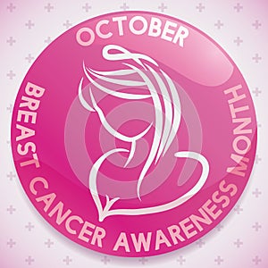 Pink Pin for Awareness Campaign for Breast Cancer Month, Vector Illustration
