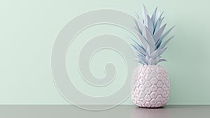 Pink pineapple on pastel wall background