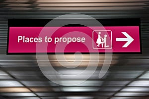 Pink place to propose sign ,proposal marriage concept