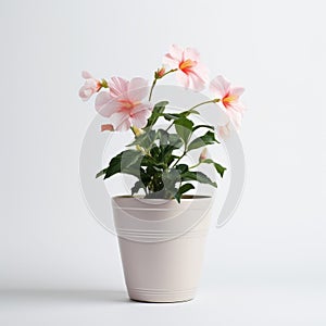 Pink Plant In White Pot: A Stylish Tokina-inspired Floral Display photo