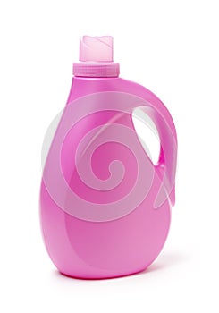 Pink plastic bleach bottle