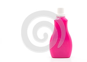 pink plastic bottle for detergent or floor liquid cleaning on white background