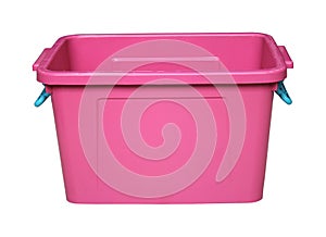 Pink plastic box isolated on white