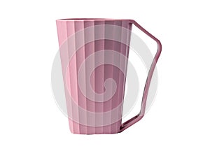 Pink plastic cup on white background with clipping path