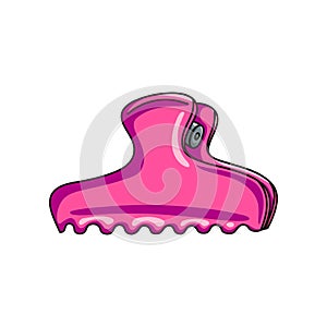 Pink plastic hairgrip hairdressing accessory isolated on white background photo