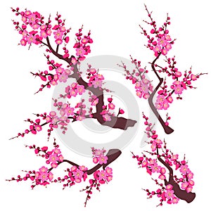 Pink Plum Blossom Branch Set