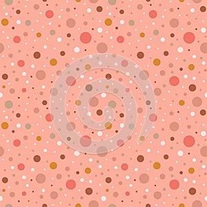 Pink polka dot pattern. Seamless dotted pattern with pastel pink circles illustration. Girly abstract background with