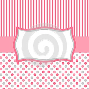 Pink polka dots and stripes invitation card