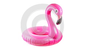 Pink pool. Inflatable flamingo for summer beach isolated on white background. Pool float party
